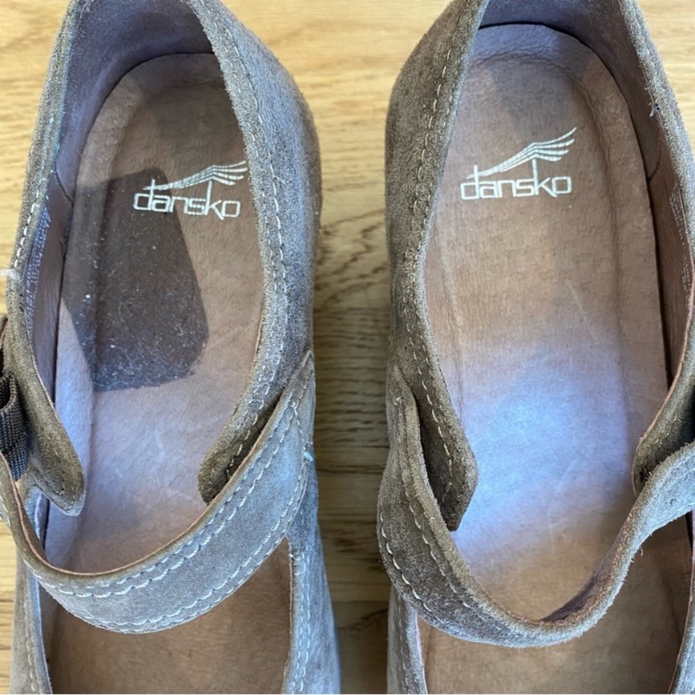 Dansko Taupe Suede Mary Jane Wedge Shoes - Picture 5 of 13
